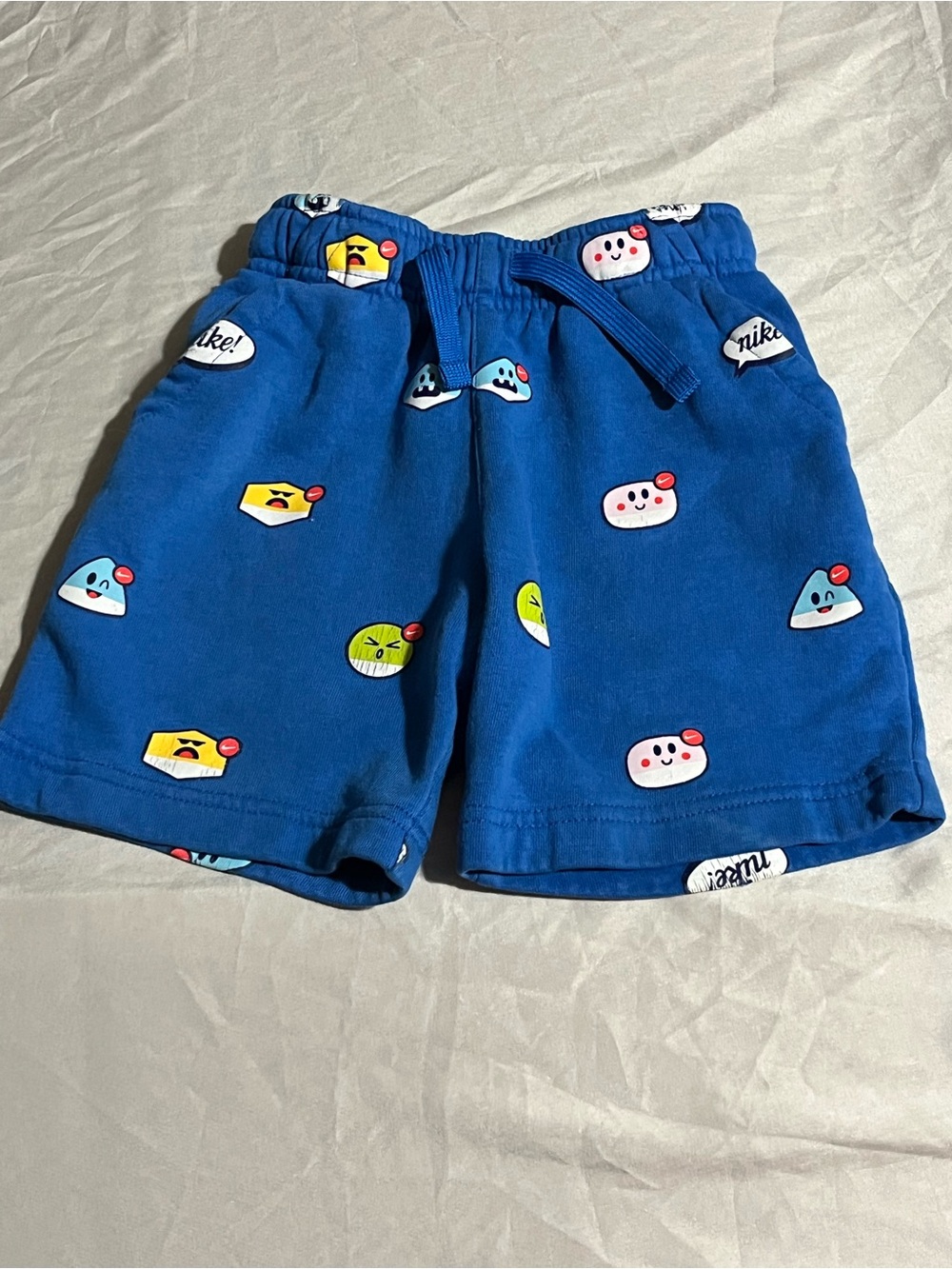 Nike Royal Blue Kids Shorts with Playful Face Prints Boys Size 4